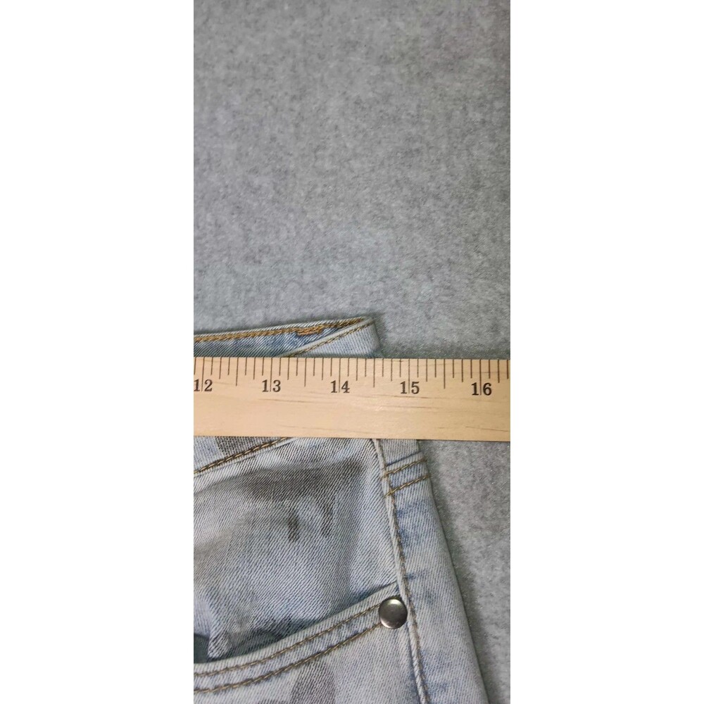 Easel Anthropologie Wide Leg Graffiti Pants Womens M Light Wash Blue Y2K Retro - Picture 8 of 13